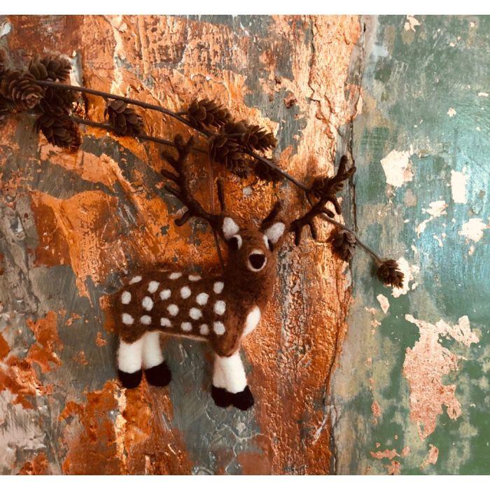 Felt So Good Handmade Felt Brown Stag Biodegradable Hanging Decoration