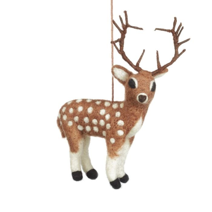 felt so good Handmade Felt Brown Stag Biodegradable Hanging Decoration