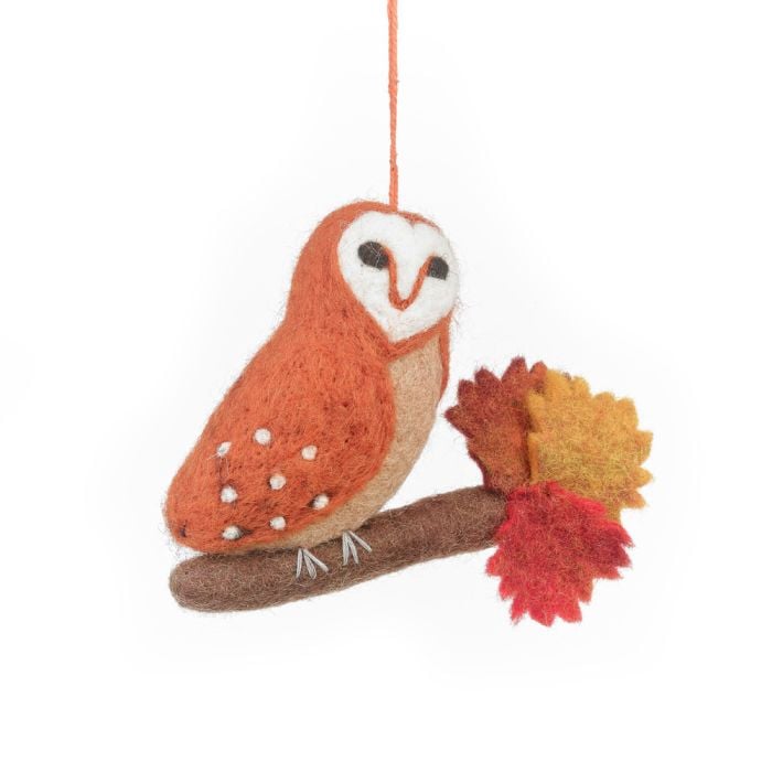 Felt So Good Handmade Felt Bryony Barn Owl Hanging Autumnal Decoration