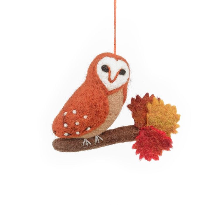 felt so good Handmade Felt Bryony Barn Owl Hanging Autumnal Decoration