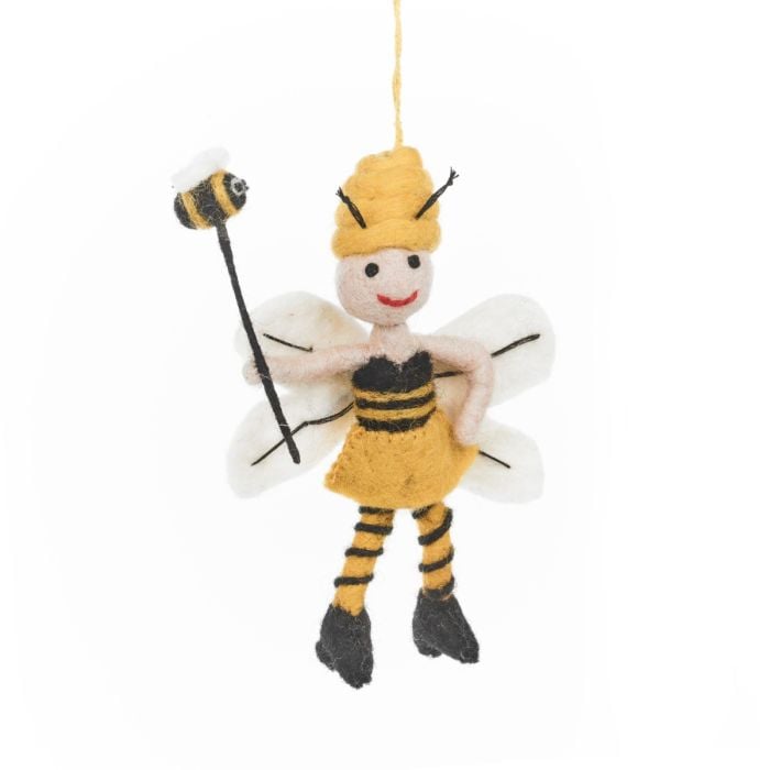 felt so good Handmade Felt Bumblebee Fairy Hanging Decoration