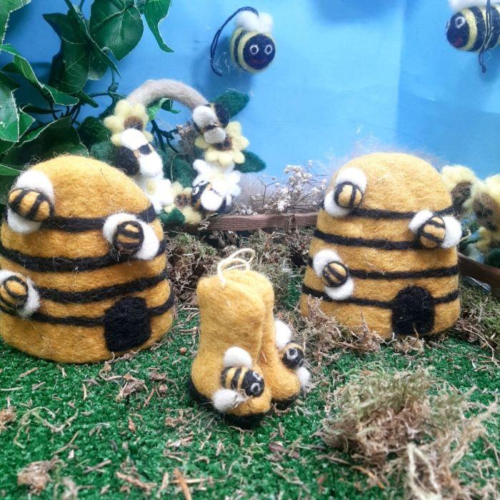 Felt So Good Handmade Felt Bumblebee Wellington Boots Hanging Decoration