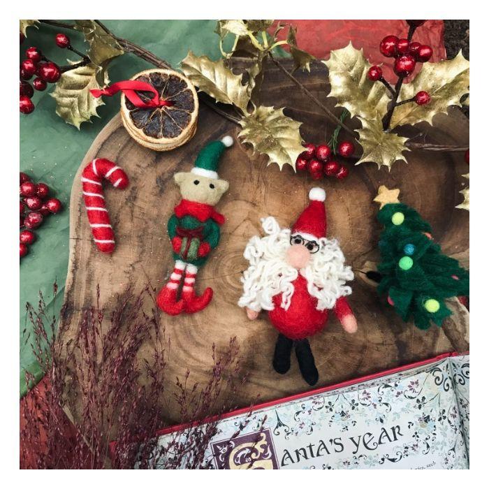 Felt So Good Handmade Felt Candy Cane Set Of 5 Hanging Christmas Decorations