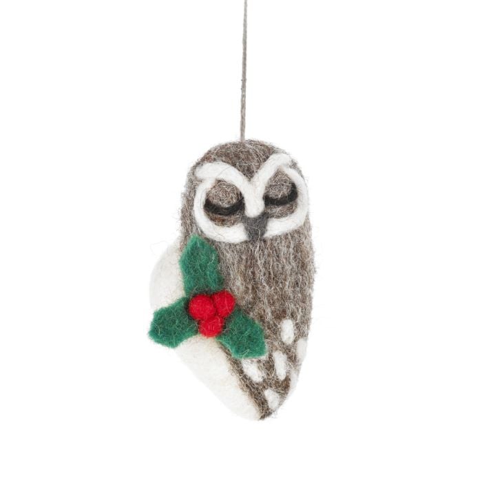 felt so good Handmade Felt Carol the Christmas Owl Hanging Decoration