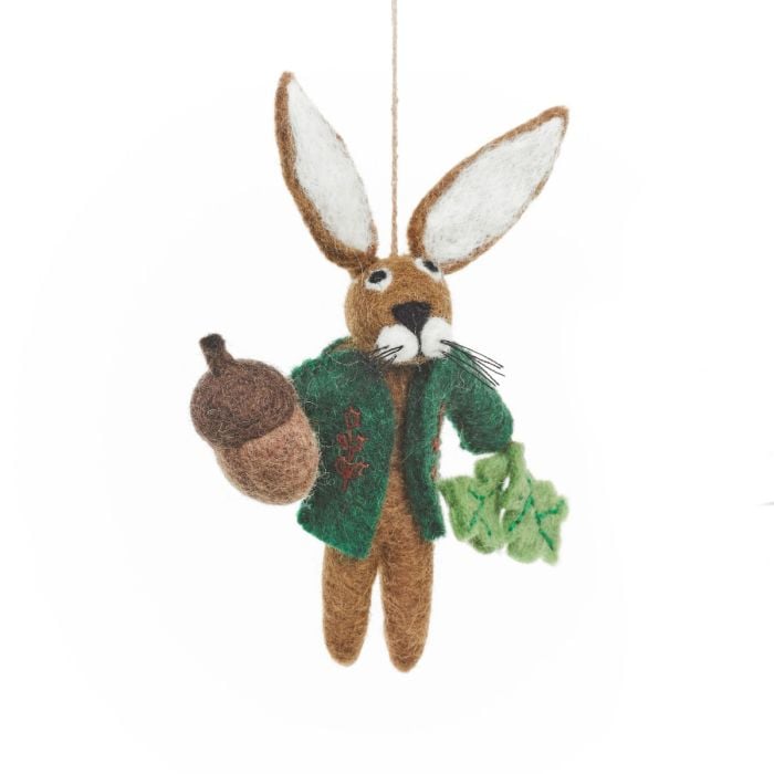 felt so good Handmade Felt Cedric the Hare Hanging Woodland Decoration