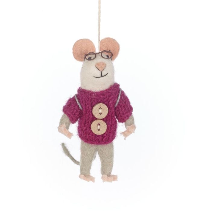 felt so good Handmade Felt Charlie Mouse Hanging Decoration