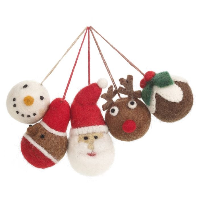 felt so good Handmade Felt Christmas Character Baubles Hanging Tree Decorations