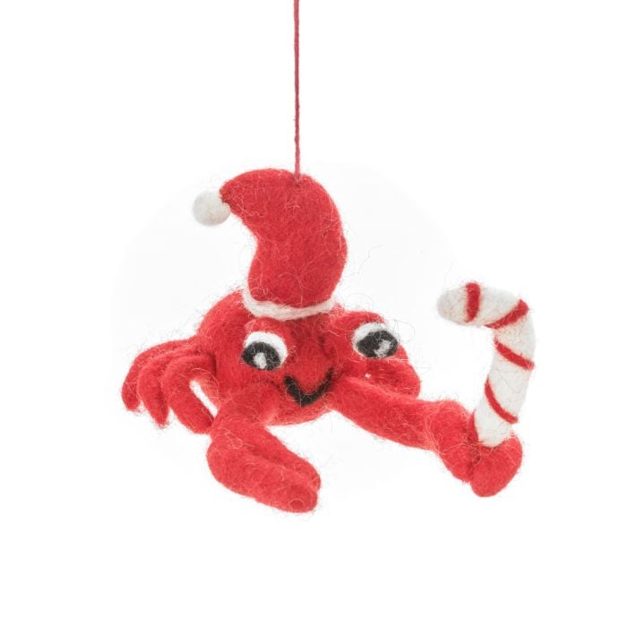 felt so good Handmade Felt Christmas Crab Hanging Decoration