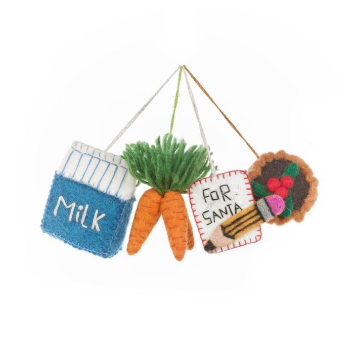 felt so good Handmade Felt Christmas Eve Essentials (Set of 4) Hanging Christmas Decorations