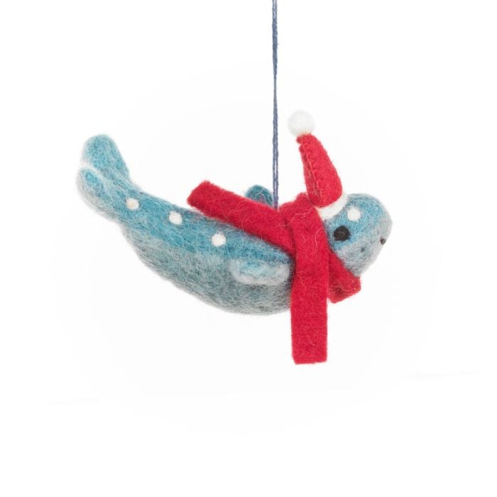 Felt So Good Handmade Felt Christmas Humpback Whale Hanging Sealife Decoration