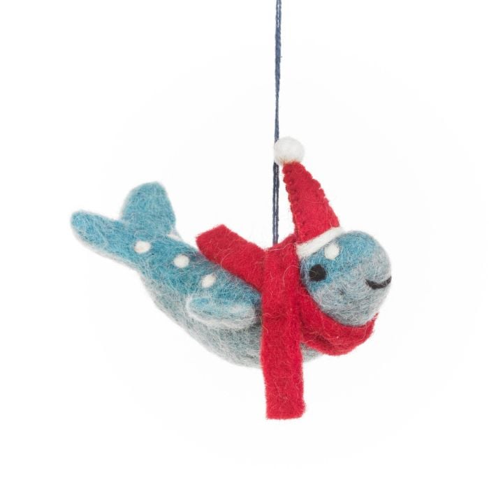 felt so good Handmade Felt Christmas Humpback Whale Hanging Sealife Decoration
