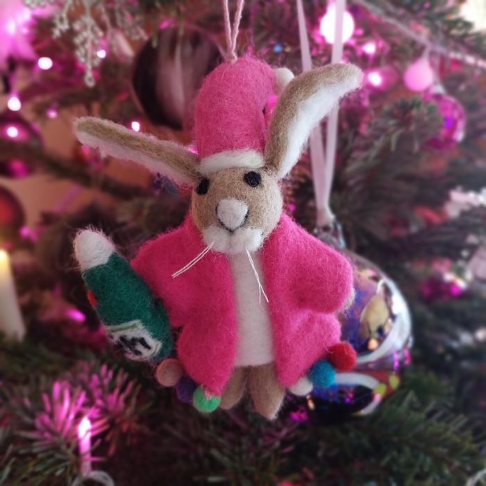 Felt So Good Handmade Felt Christmas Party Animal Hanging Hare Decoration