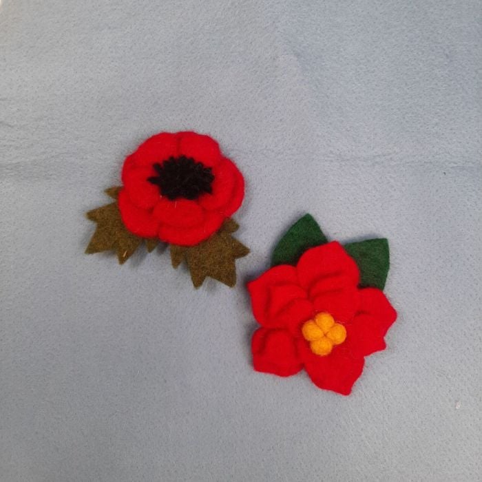 Felt So Good Handmade Felt Christmas Poinsettia Brooch