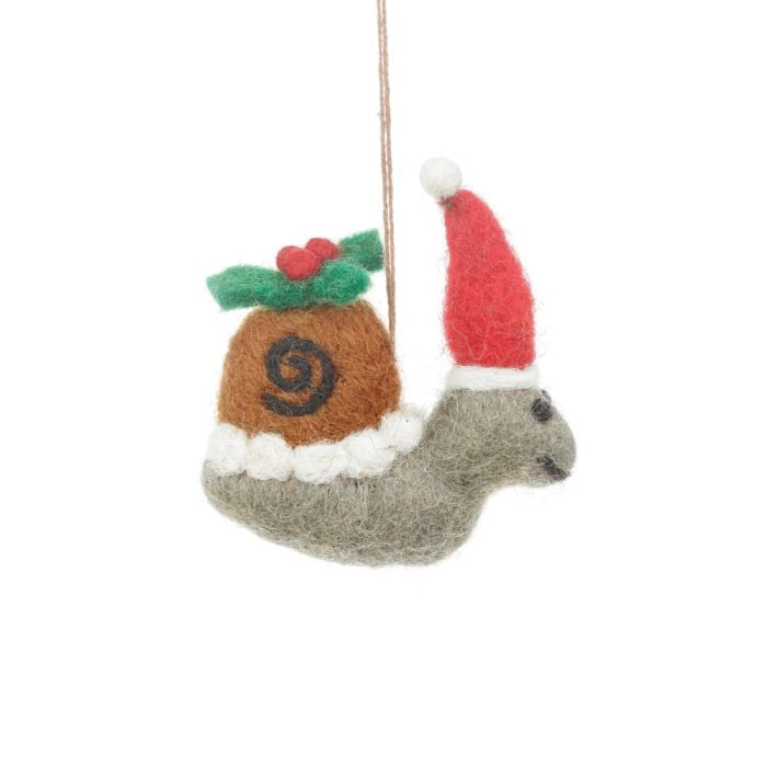 felt so good Handmade Felt Christmas Snail Hanging Decoration