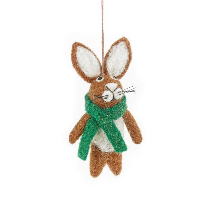 felt so good Handmade Felt Clover the Hare Hanging Woodland Decoration