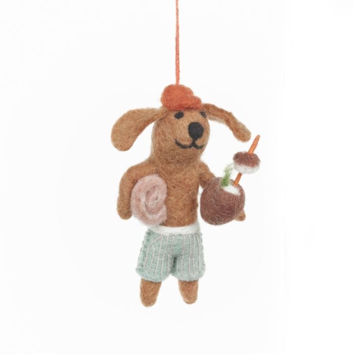felt so good Handmade Felt Coconut Canine Hanging Summer Dog Decoration