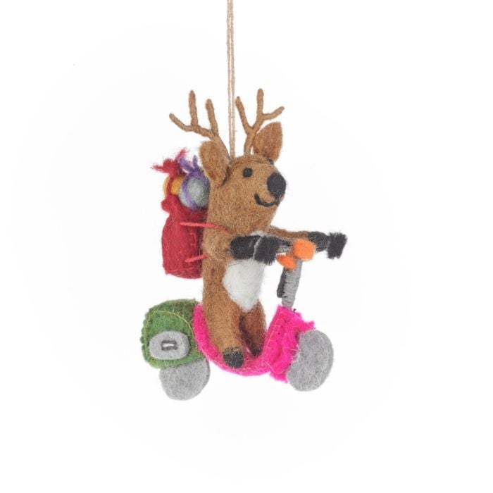 felt so good Handmade Felt Comet the Reindeer Hanging Christmas Decoration