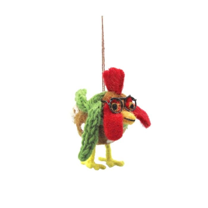 felt so good Handmade Felt Cornelius the Chicken Hanging Decoration