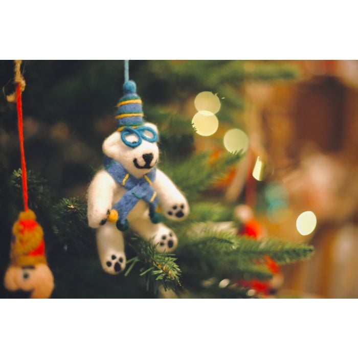 Felt So Good Handmade Felt Cosmo The Polar Bear Hanging Christmas Decoration