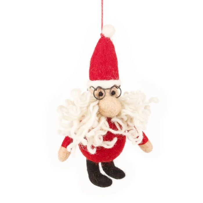 Felt So Good Handmade Felt Curly Santa Christmas Tree Hanging Decoration