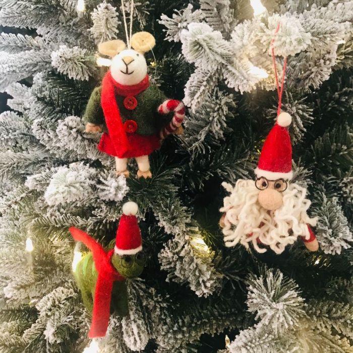 Felt So Good Handmade Felt Curly Santa Christmas Tree Hanging Decoration