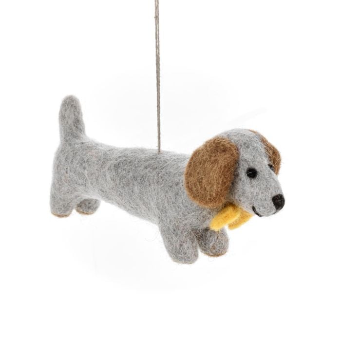 felt so good Handmade Felt Dapper Dachshund Hanging Decoration