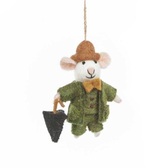 felt so good Handmade Felt Dapper John the Mouse Hanging Decoration