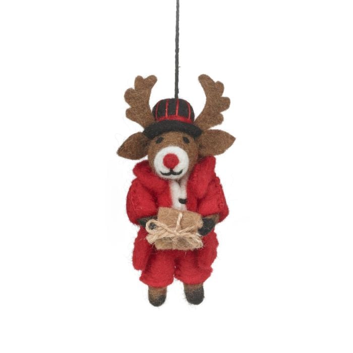 felt so good Handmade Felt Dasher the Christmas Reindeer Hanging Decoration