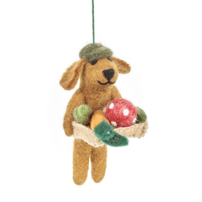 felt so good Handmade Felt Dom the Gardening Dog Hanging Decoration