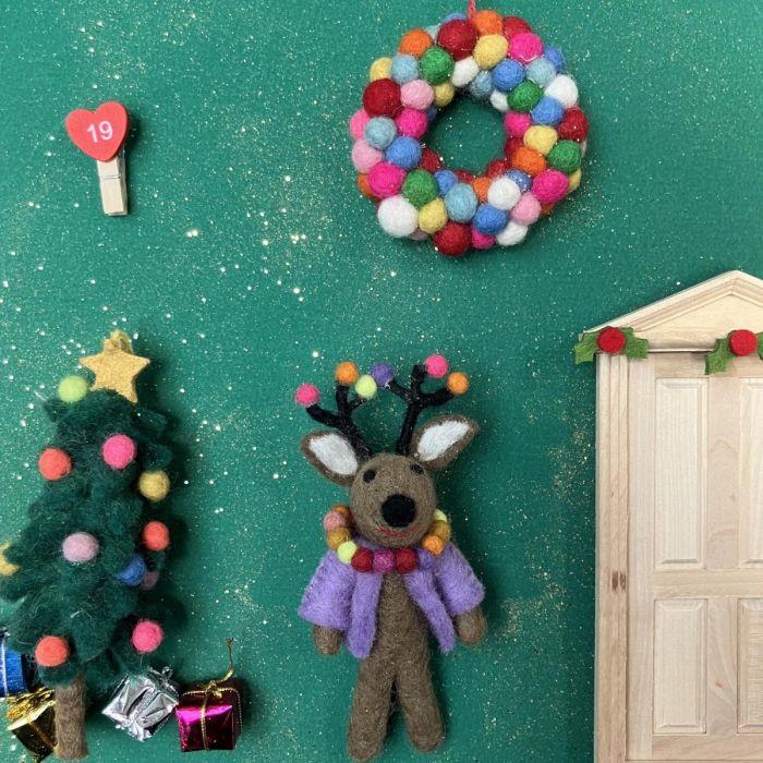 Felt So Good Handmade Felt Donner The Neon Reindeer Christmas Hanging Decoration