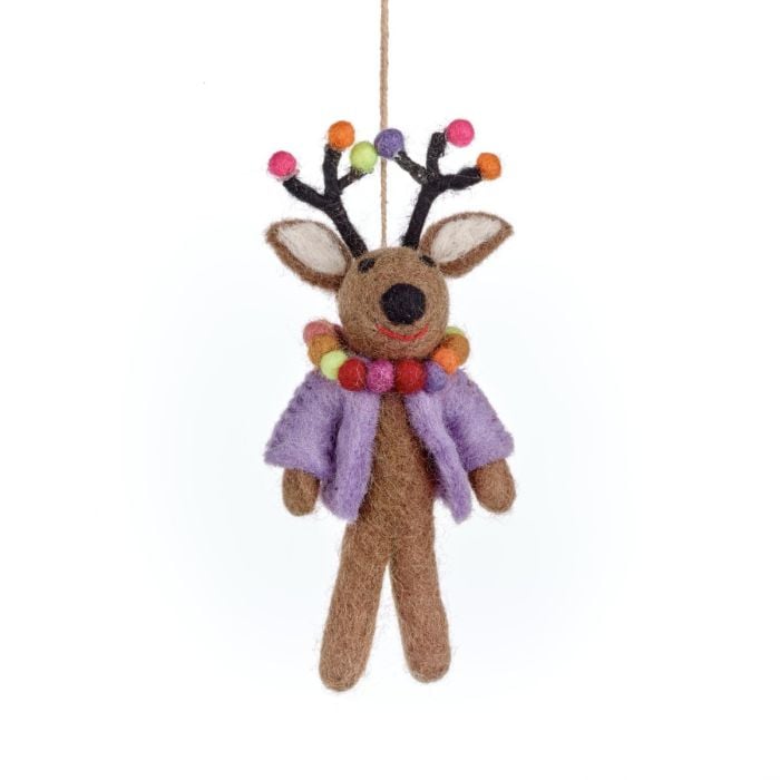 felt so good Handmade Felt Donner the Neon Reindeer Christmas Hanging Decoration