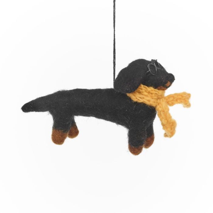 Felt So Good Handmade Felt Douglas The Dachshund Hanging Sausage Dog Decoration