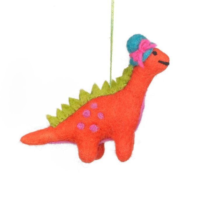 Felt So Good Handmade Felt Edwina The Dinosaur Hanging Decoration