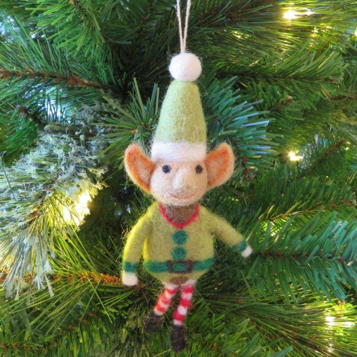 Felt So Good Handmade Felt Elf Christmas Tree Hanging Decoration