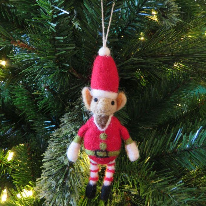 Felt So Good Handmade Felt Elf Christmas Tree Hanging Decoration
