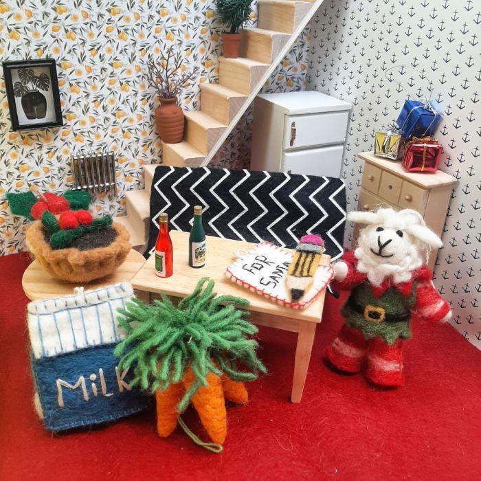 Felt So Good Handmade Felt Elfie Sheep Hanging Christmas Decoration