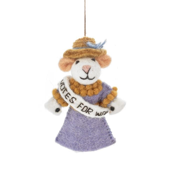 felt so good Handmade Felt Emmeline the Suffragette Mouse Hanging Decoration