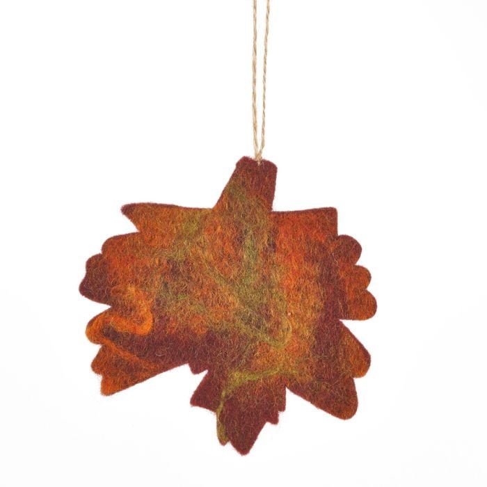 Felt So Good Handmade Felt Fair Trade Autumnal Leaves (Set Of 5) Hanging Decorations