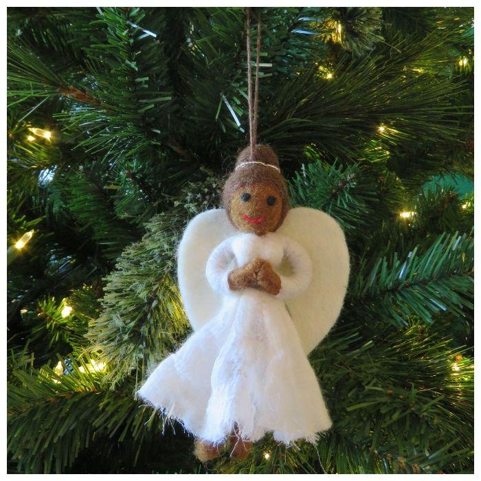 Felt So Good Handmade Felt Fair Trade Black Christmas Angel Hanging Tree Decoration