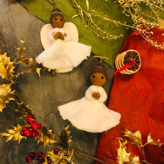 Felt So Good Handmade Felt Fair Trade Black Christmas Angel Hanging Tree Decoration