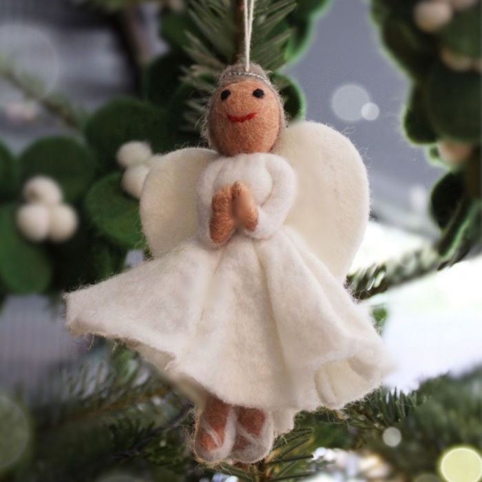 Felt So Good Handmade Felt Fair Trade Christmas Angel Hanging Tree Decoration