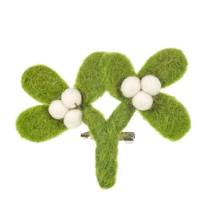 felt so good Handmade Felt Fair trade Mistletoe Brooch Christmas Accessory