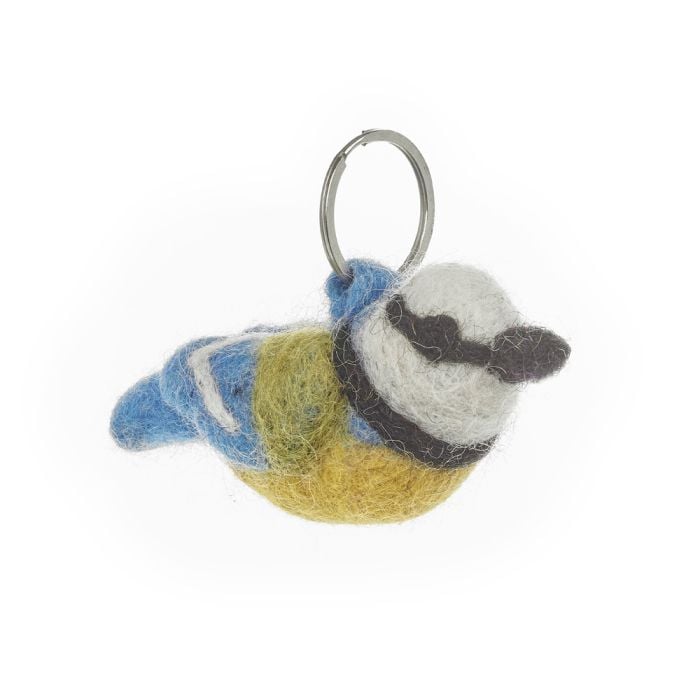 felt so good Handmade Felt Fairtrade Blue Tit Keyring