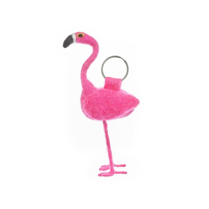 Felt So Good Handmade Felt Fairtrade Flamingo Keyring