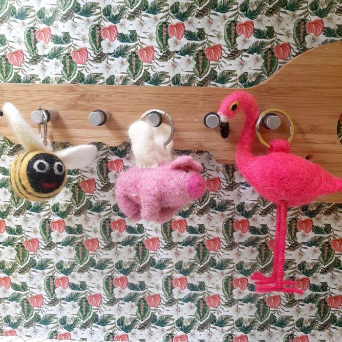 Felt So Good Handmade Felt Fairtrade Flamingo Keyring