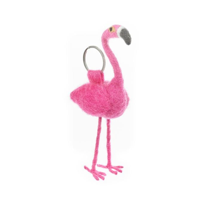 felt so good Handmade Felt Fairtrade Flamingo Keyring