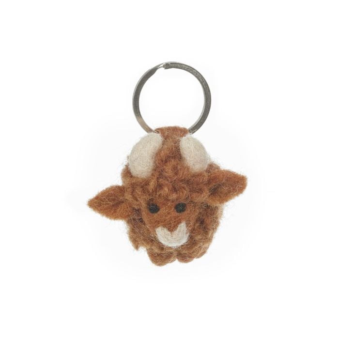 Felt So Good Handmade Felt Fairtrade Highland Cow Keyring