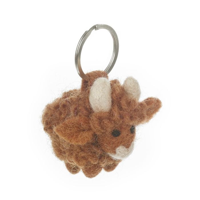 felt so good Handmade Felt Fairtrade Highland Cow Keyring