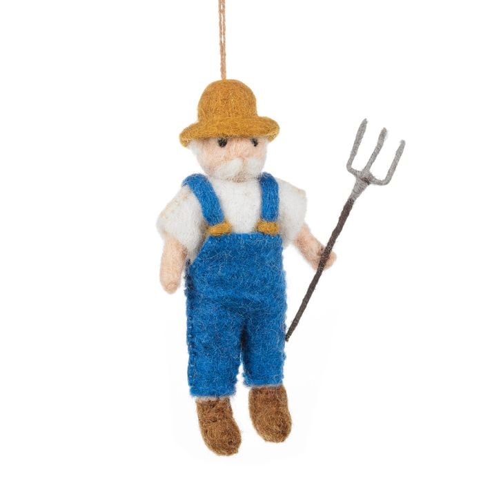 Felt So Good Handmade Felt Farmer Hanging Biodegradable Decoration
