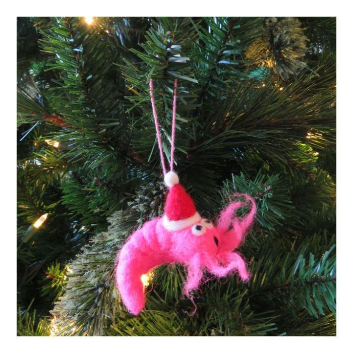 Felt So Good Handmade Felt Festive Prawn Hanging Christmas Decoration